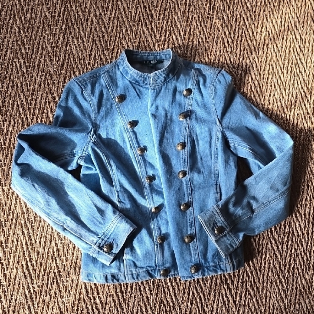 Lauren Ralph Lauren Medium Blue Military-Inspired Denim Jacket